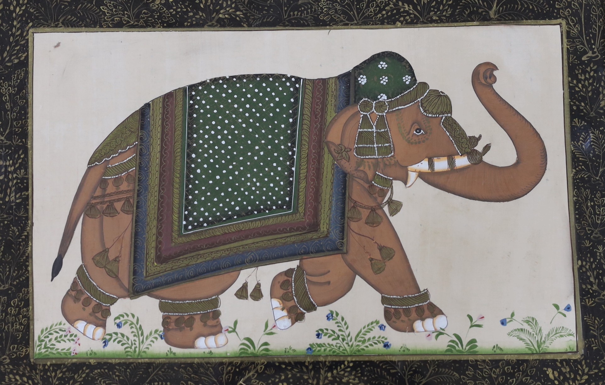 Indian School, two batik paintings, Studies of elephants, largest 35 x 49cm